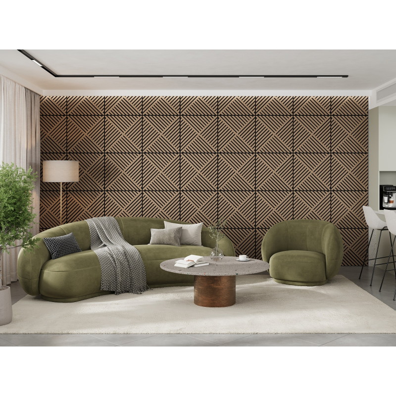 Mexen Linea 08 akustický nástenný panel 60 x 60 cm (4 ks), plsť 9 mm, technická dyha, Svetlý Orech - S110-60607-08-047