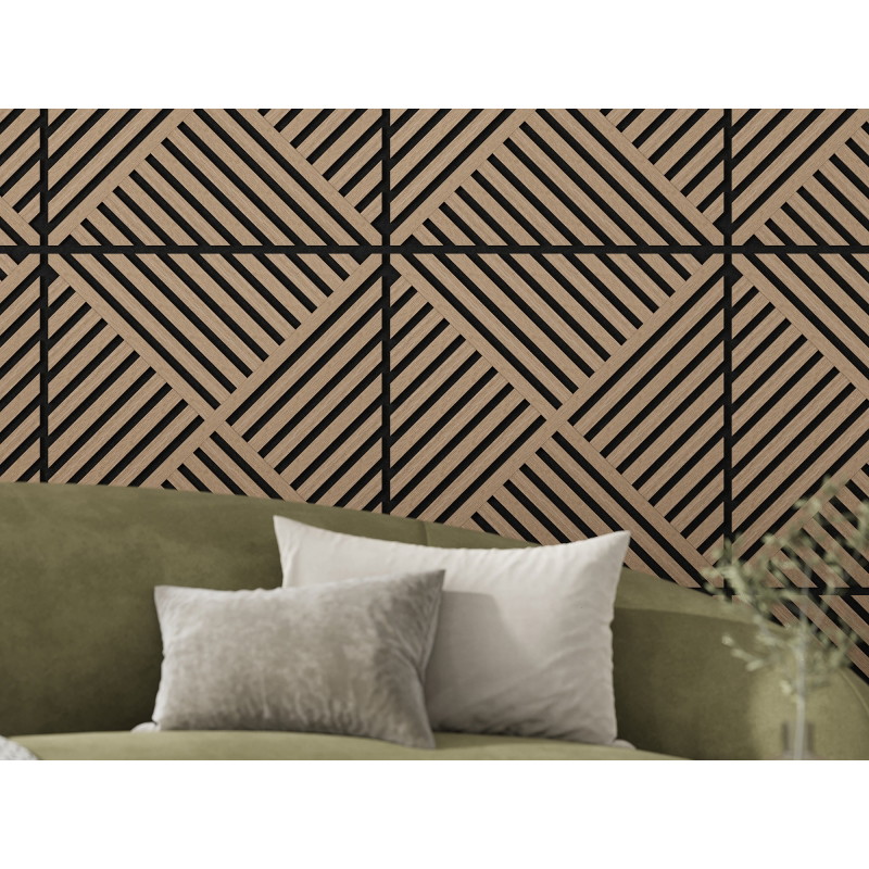 Mexen Linea 08 akustický nástenný panel 60 x 60 cm (4 ks), plsť 9 mm, technická dyha, Svetlý Orech - S110-60607-08-047