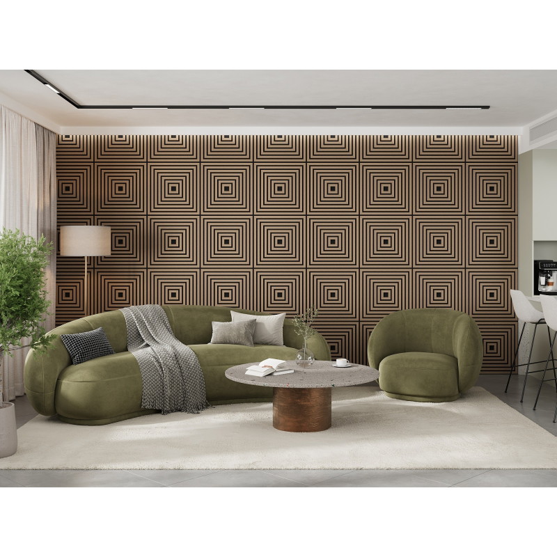 Mexen Linea 13 akustický stenový panel 60 x 60 cm (4ks), plsť 9 mm, technická dyha, Svetlý Orech - S110-60607-13-047