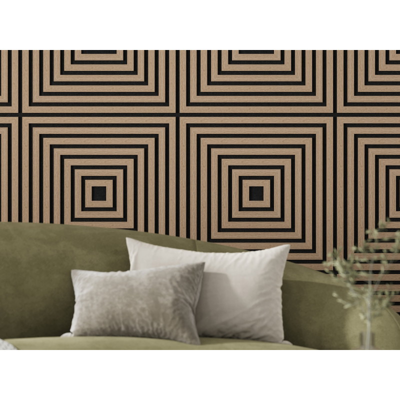 Mexen Linea 13 akustický stenový panel 60 x 60 cm (4ks), plsť 9 mm, technická dyha, Svetlý Orech - S110-60607-13-047