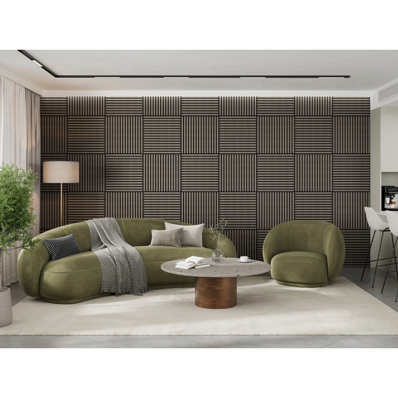 Mexen Linea 15 akustický stenový panel 60 x 60 cm (4ks), plsť 9 mm, technická dyha, Šedý Dub - S110-60607-15-043