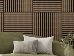 Mexen Linea 15 akustický nástenný panel 60 x 60 cm (4ks), plsť 9 mm, technická dyha, Tmavý Orech - S110-60607-15-044