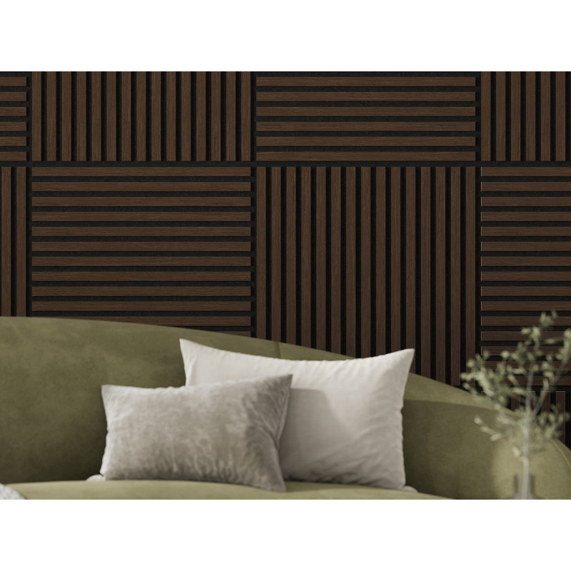 Mexen Linea 15 akustický stenový panel 60 x 60 cm (4 ks), plsť 9 mm, technická dyha, dub Mocca - S110-60607-15-045