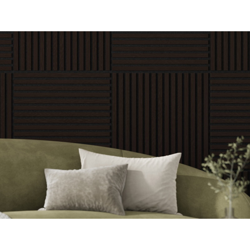 Mexen Linea 15 akustický stenový panel 60 x 60 cm (4 ks), plsť 9 mm, technická dyha, Čierny Dub - S110-60607-15-046