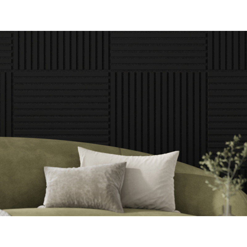 Mexen Linea 15 akustický nástenný panel 60 x 60 cm (4 ks), plsť 9 mm, technická dyha, čierny mat - S110-60607-15-053