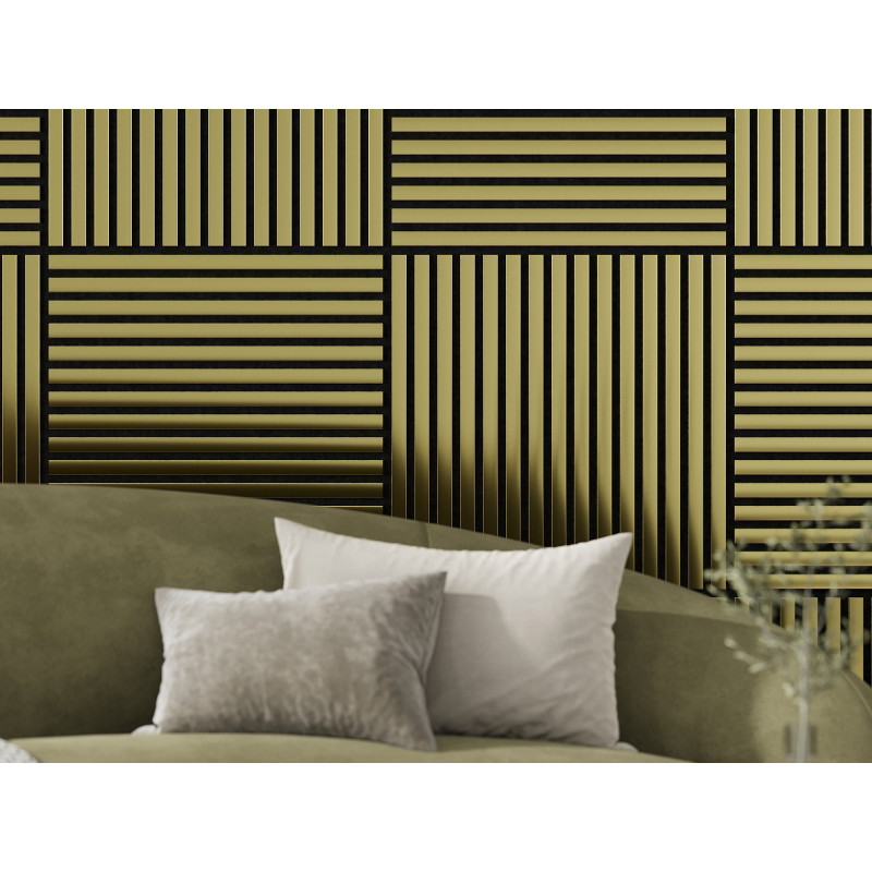 Mexen Linea 15 akustický nástenný panel 60 x 60 cm (4ks), plsť 9 mm, technická dýha, Zlatý - S110-60607-15-057