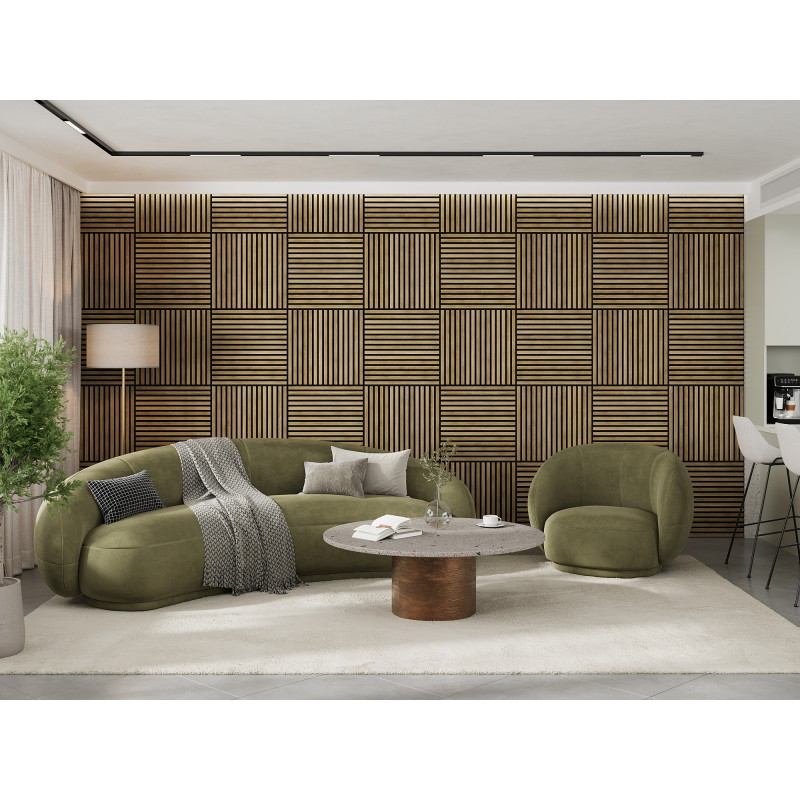 Mexen Linea 15 akustický stenový panel 60 x 60 cm (4ks), plsť 9 mm, technická dýha, Medový Dub - S110-60607-15-066