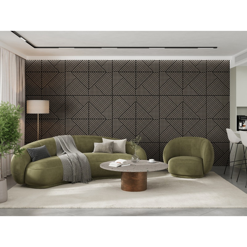 Mexen Linea 25 akustický nástenný panel 60 x 60 cm (4ks), plstený 9 mm, technická dyha, Sivý Dub - S110-60607-25-043