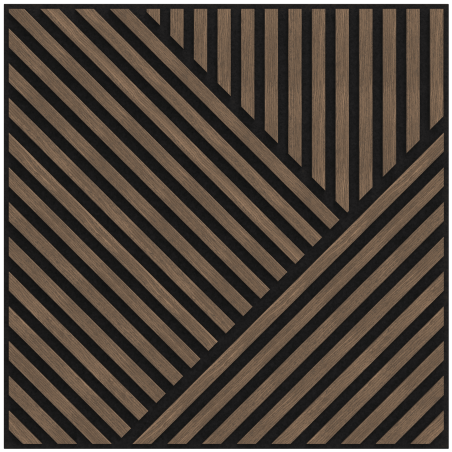 Mexen Linea 25 akustický nástenný panel 60 x 60 cm (4 ks), plsť 9 mm, technická dyha, Tmavý Orech - S110-60607-25-044