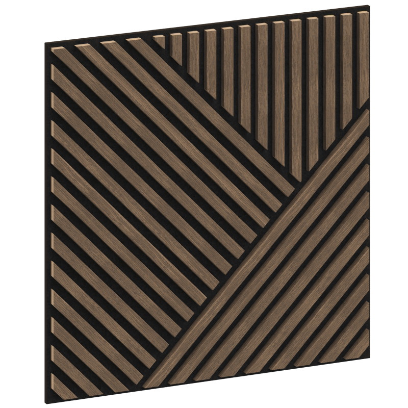 Mexen Linea 25 akustický nástenný panel 60 x 60 cm (4 ks), plsť 9 mm, technická dyha, Tmavý Orech - S110-60607-25-044