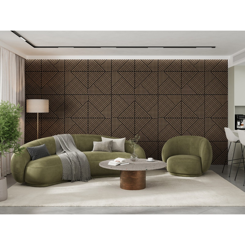 Mexen Linea 25 akustický nástenný panel 60 x 60 cm (4 ks), plsť 9 mm, technická dyha, Tmavý Orech - S110-60607-25-044