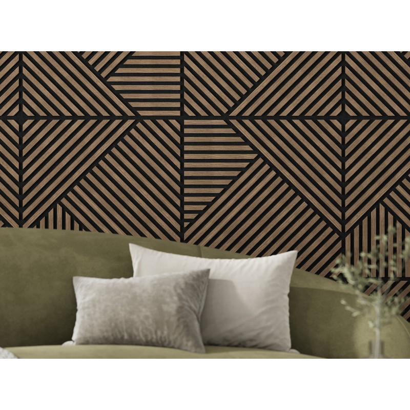 Mexen Linea 25 akustický nástenný panel 60 x 60 cm (4 ks), plsť 9 mm, technická dyha, Tmavý Orech - S110-60607-25-044