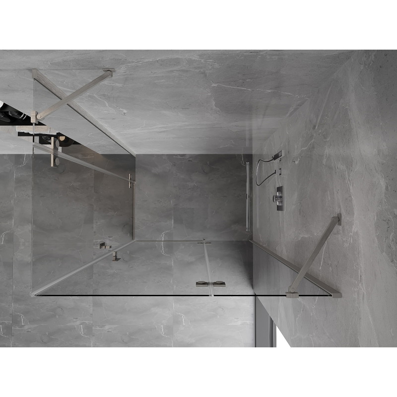 Mexen Mist-H Duo pravá skladaná sprchová kabína 75 x 100 cm, transparentná, brúsený nikel - 8A5-075L-100P-97-00