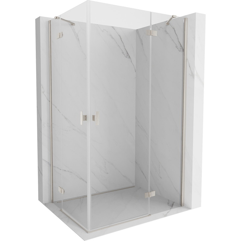 Mexen Mist-H Duo sprchový kút s pravými sklápacími dverami 95 x 105 cm, transparentný, kartáčovaný nikel
