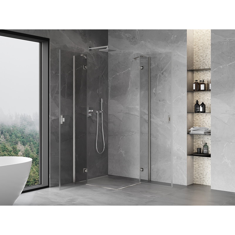 Mexen Mist-H Duo sklápacia sprchová kabína 105 x 105 cm, transparentná, brúsený nikel - 8A5-105L-105P-97-00