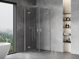 Mexen Mist-H Duo sprchová kabína s otváracími dverami 120 x 120 cm, priehľadná, brúsený nikel - 8A5-120L-120P-97-00