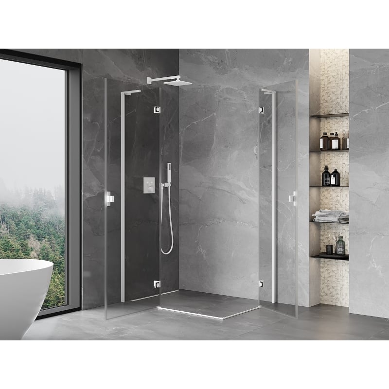 Mexen Mist-H L Duo sprchová kabína výklopná ľavá 80 x 75 cm, transparentná, biela - 8A5L-080L-075P-20-00