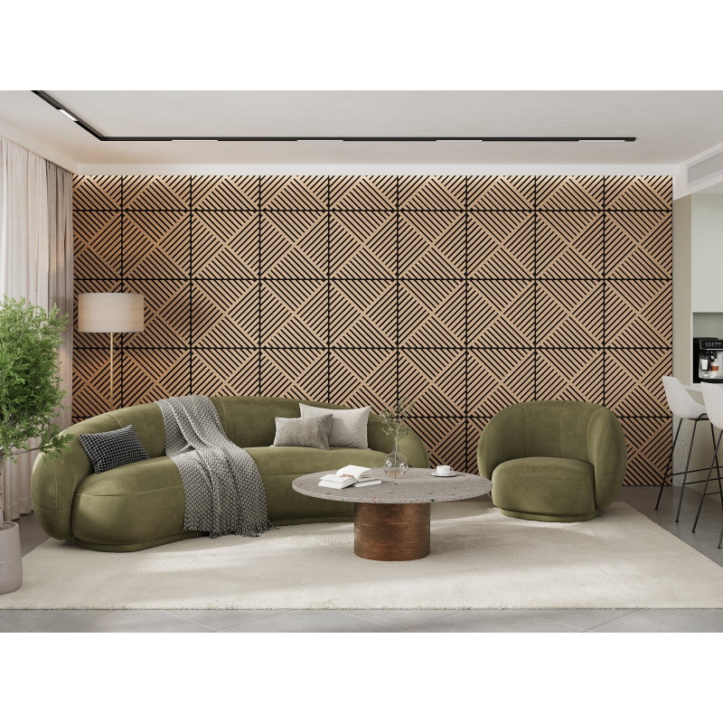 Mexen Linea 08 akustický nástenný panel 60 x 60 cm (4ks), plsť 9 mm, technická dyha, Bielený Dub - S110-60607-08-040