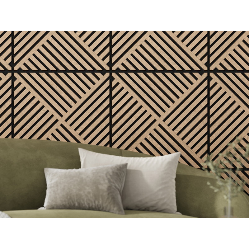 Mexen Linea 08 akustický nástenný panel 60 x 60 cm (4ks), plsť 9 mm, technická dyha, Bielený Dub - S110-60607-08-040