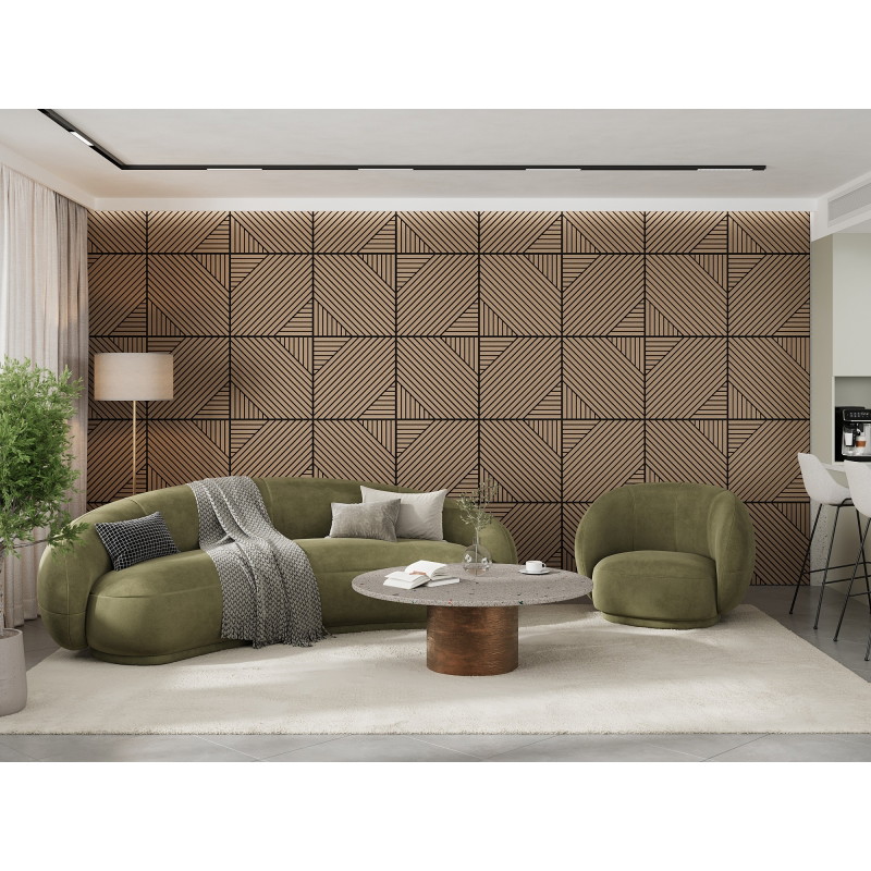 Mexen Linea 26 akustický stenový panel 60 x 60 cm (4 ks), plstený 9 mm, technická dyha, Svetlý orech - S110-60607-26-047