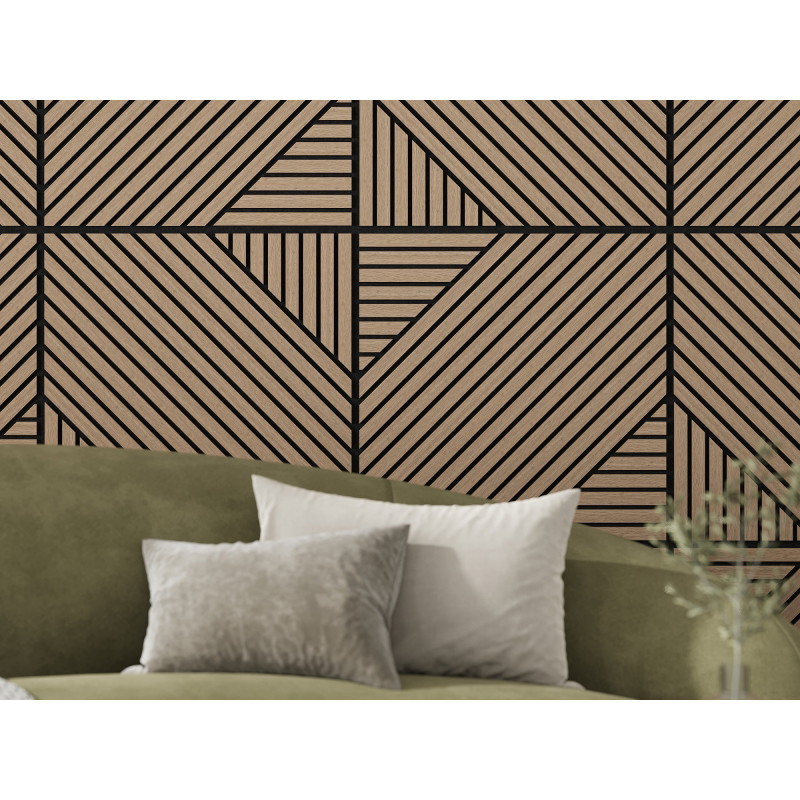 Mexen Linea 26 akustický stenový panel 60 x 60 cm (4 ks), plstený 9 mm, technická dyha, Svetlý orech - S110-60607-26-047