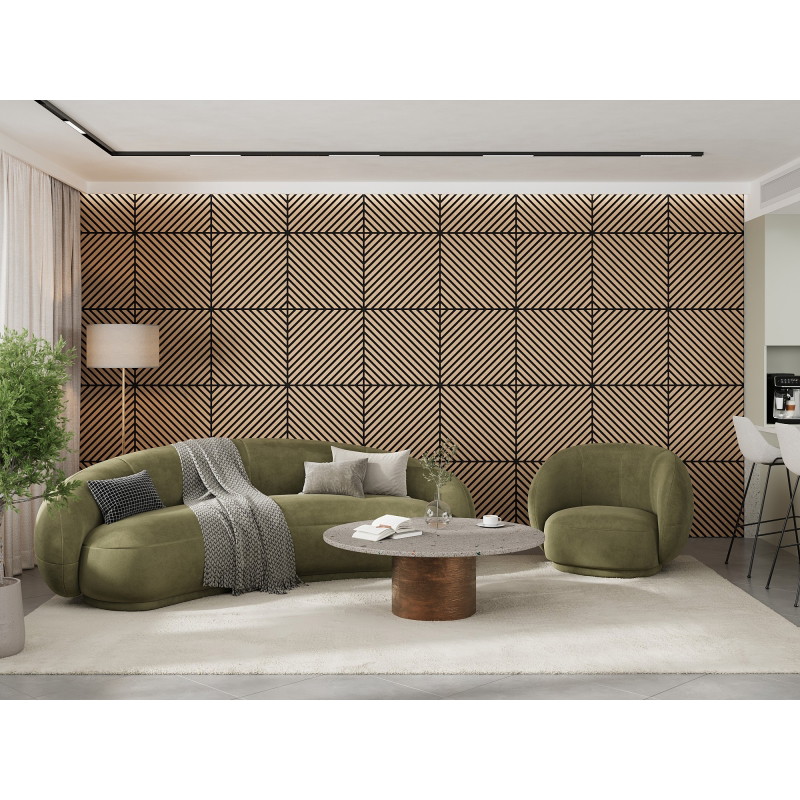 Mexen Linea 39 akustický nástenný panel 60 x 60 cm (4ks), plsť 9 mm, technická dyha, Bielený Dub - S110-60607-39-040