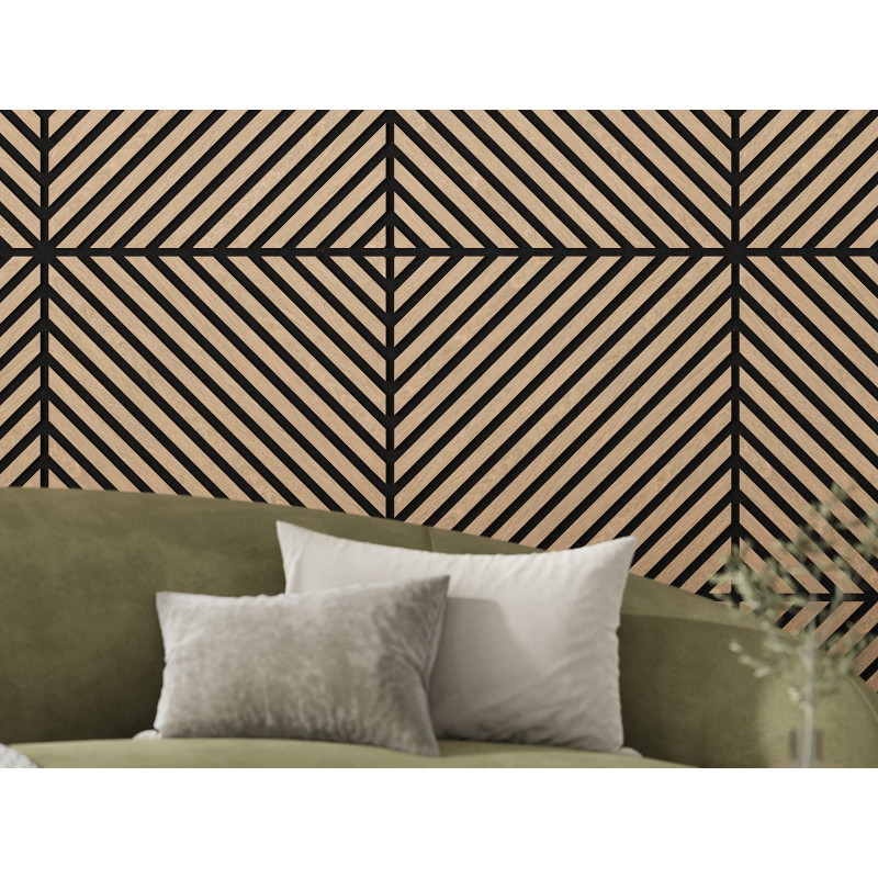 Mexen Linea 39 akustický nástenný panel 60 x 60 cm (4ks), plsť 9 mm, technická dyha, Bielený Dub - S110-60607-39-040