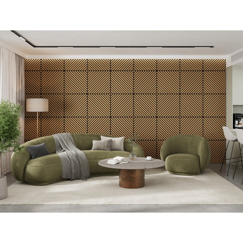 Mexen Linea 39 akustický nástenný panel 60 x 60 cm (4ks), plsť 9 mm, technická dyha, Dub Classic - S110-60607-39-041