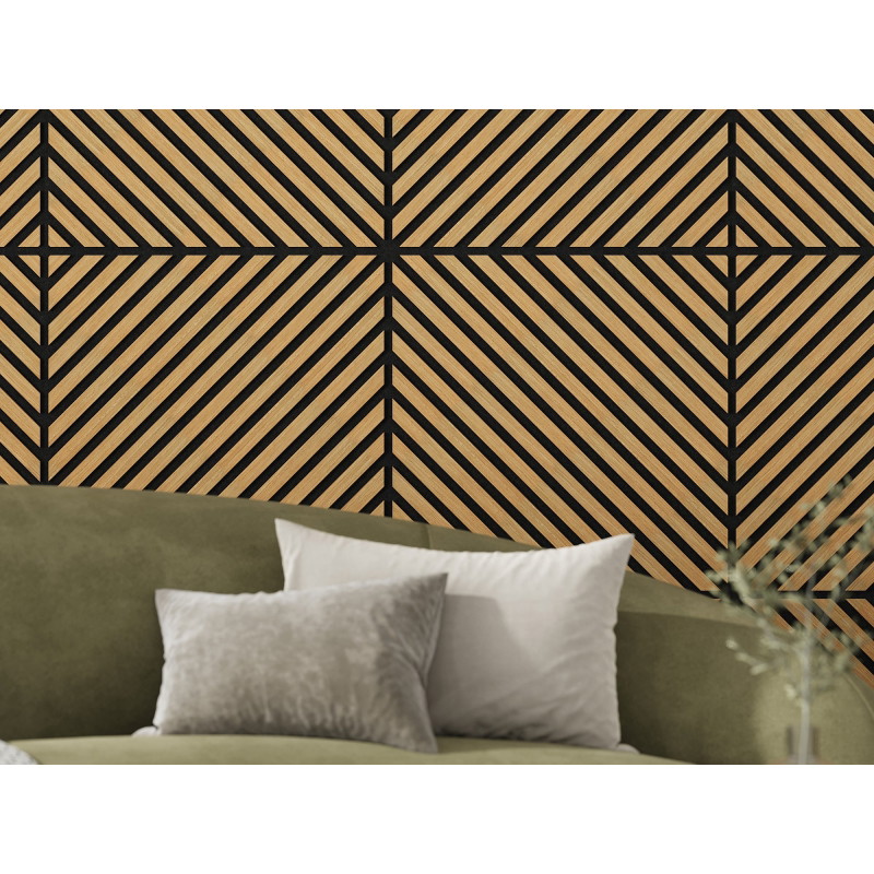 Mexen Linea 39 akustický nástenný panel 60 x 60 cm (4ks), plsť 9 mm, technická dyha, Dub Classic - S110-60607-39-041