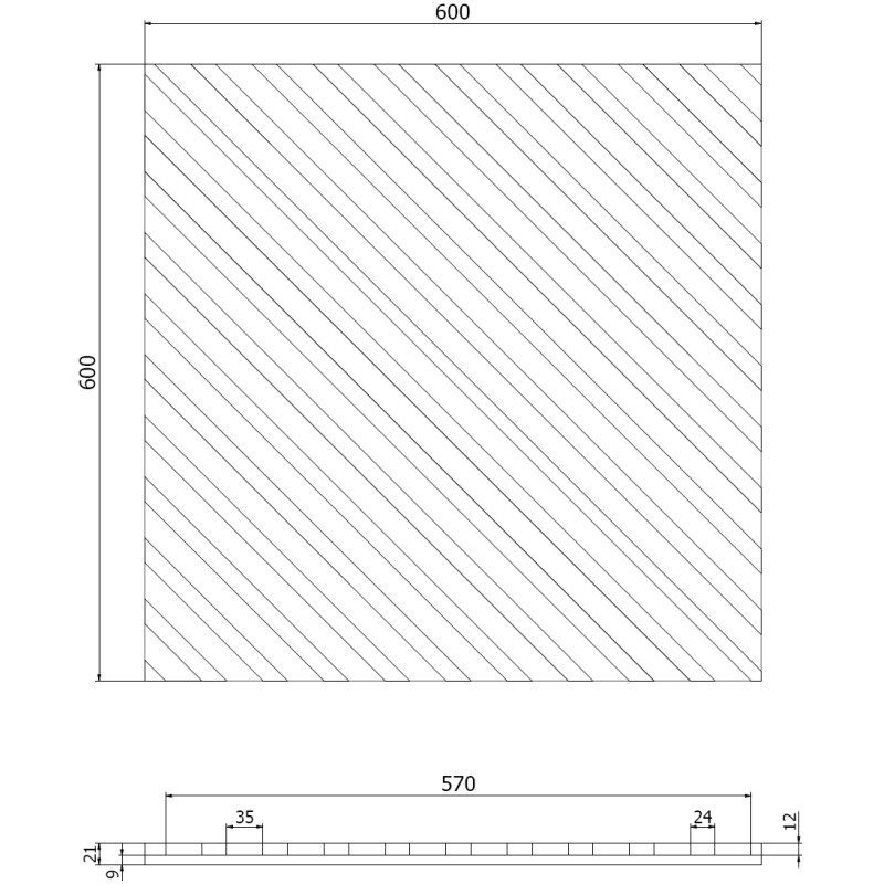 Mexen Linea 39 akustický nástenný panel 60 x 60 cm (4 ks), plstená 9 mm, technická dýha, Tmavý Orech - S110-60607-39-044