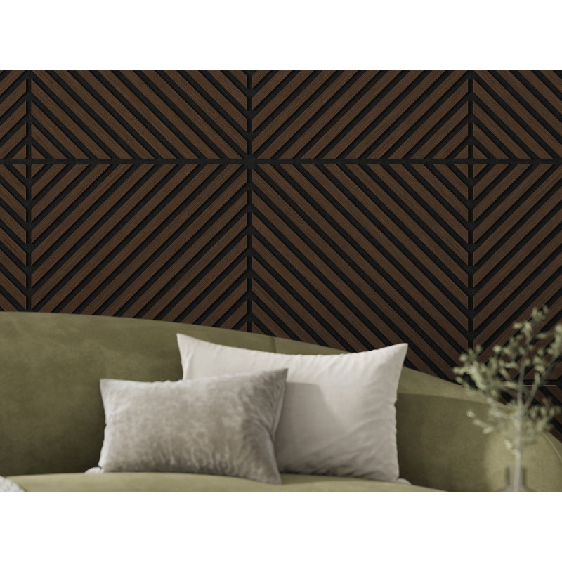 Mexen Linea 39 akustický nástenný panel 60 x 60 cm (4 ks), plsť 9 mm, technická dyha, dub Mocca - S110-60607-39-045