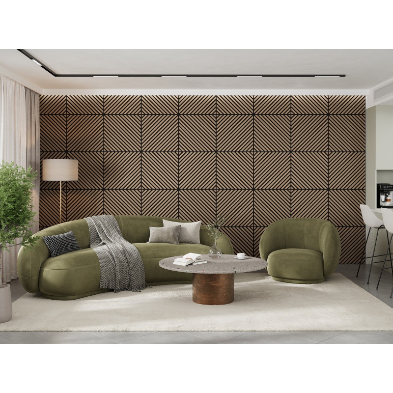 Mexen Linea 39 akustický stenový panel 60 x 60 cm (4 ks), plsť 9 mm, technická dyha, Svetlý Orech - S110-60607-39-047