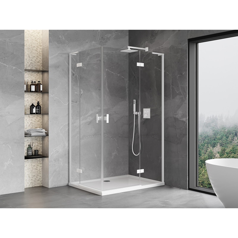 Mexen Mist-H L Duo sprchová kabína s otváracími pravými dverami 70 x 90 cm, priehľadná, biela - 8A5L-070L-090P-20-00