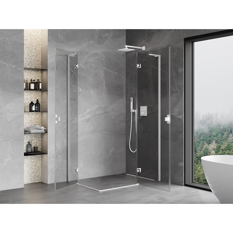 Mexen Mist-H L Duo sprchová kabína s otváracími pravými dverami 70 x 90 cm, priehľadná, biela - 8A5L-070L-090P-20-00