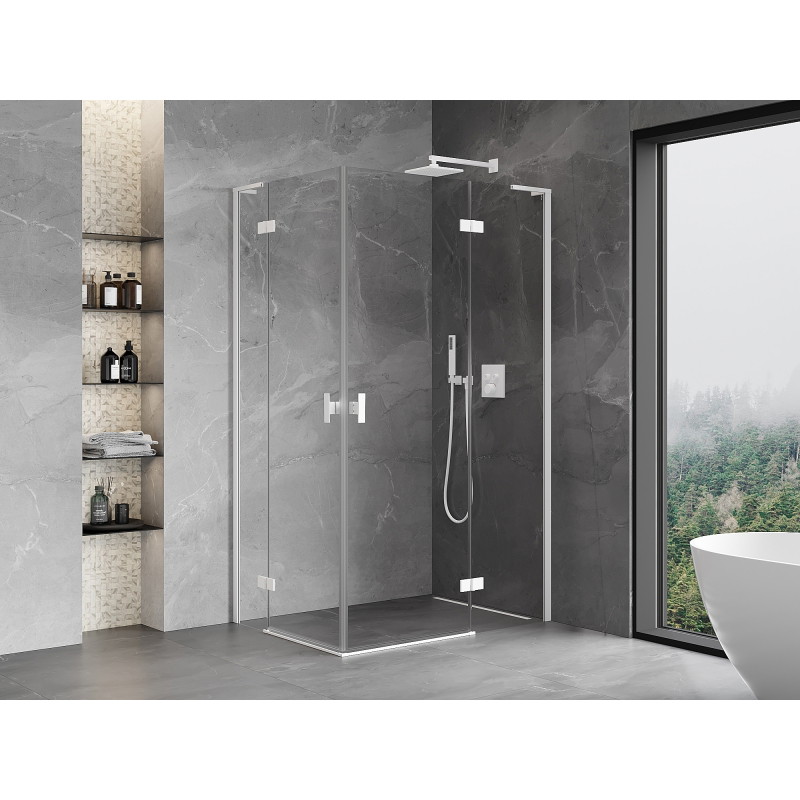 Mexen Mist-H L Duo sprchová kabína s otváracími pravými dverami 70 x 90 cm, priehľadná, biela - 8A5L-070L-090P-20-00