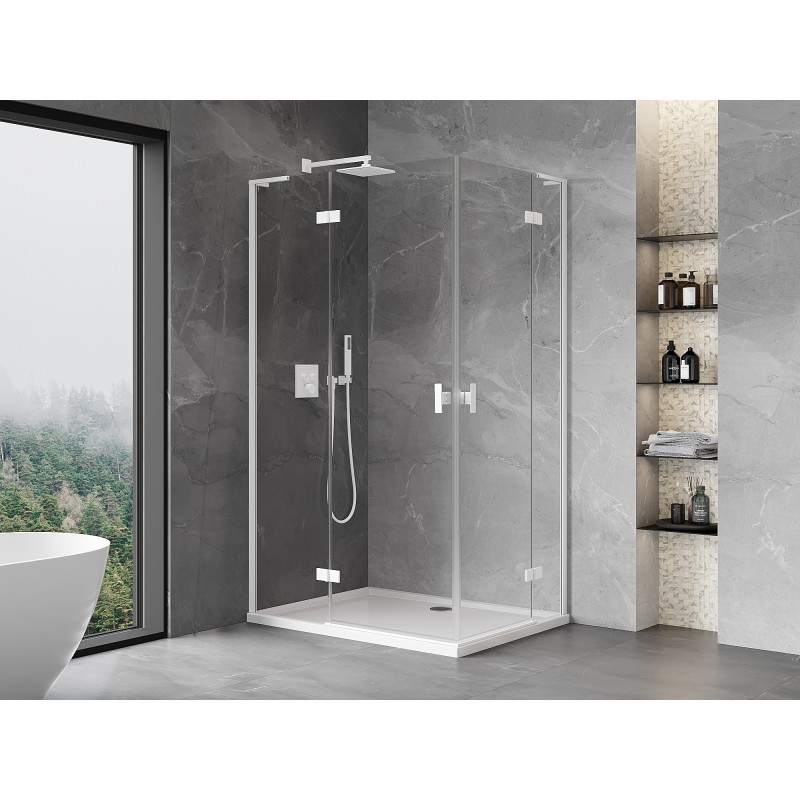 Mexen Mist-H L Duo sprchový kút s ľavými otváracími dverami 120 x 90 cm, transparentný, biely - 8A5L-120L-090P-20-00