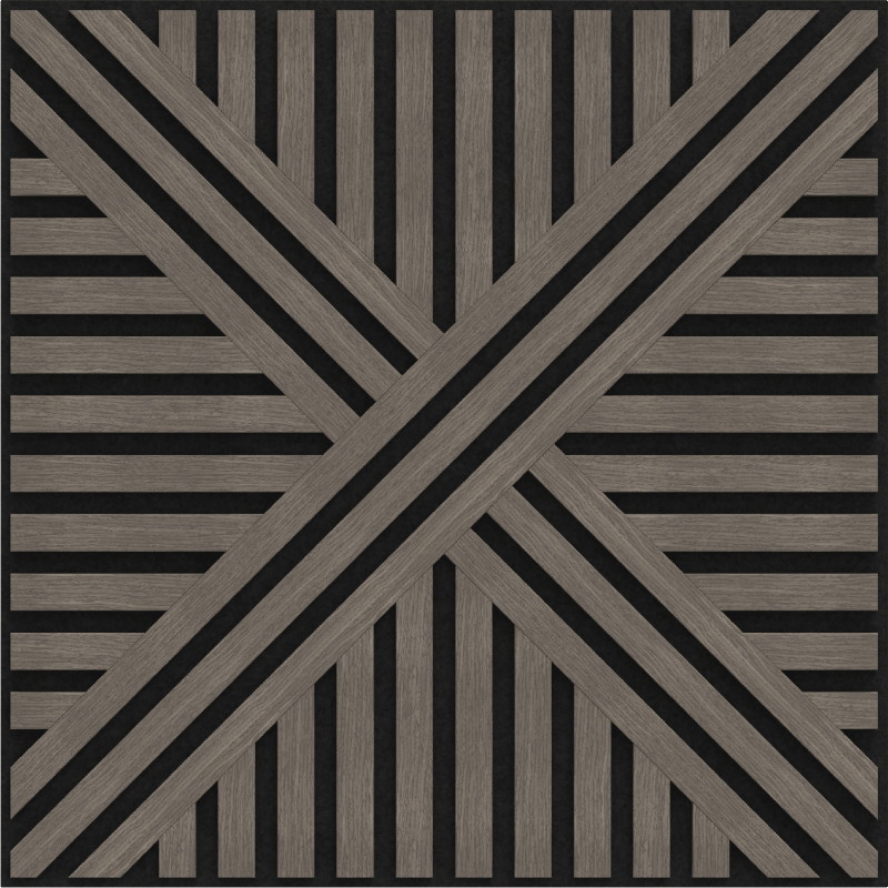 Mexen Linea 05 akustický nástenný panel 60 x 60 cm (4 kusy), plsť 9 mm, technická dyha, Sivý Dub - S110-60607-05-043