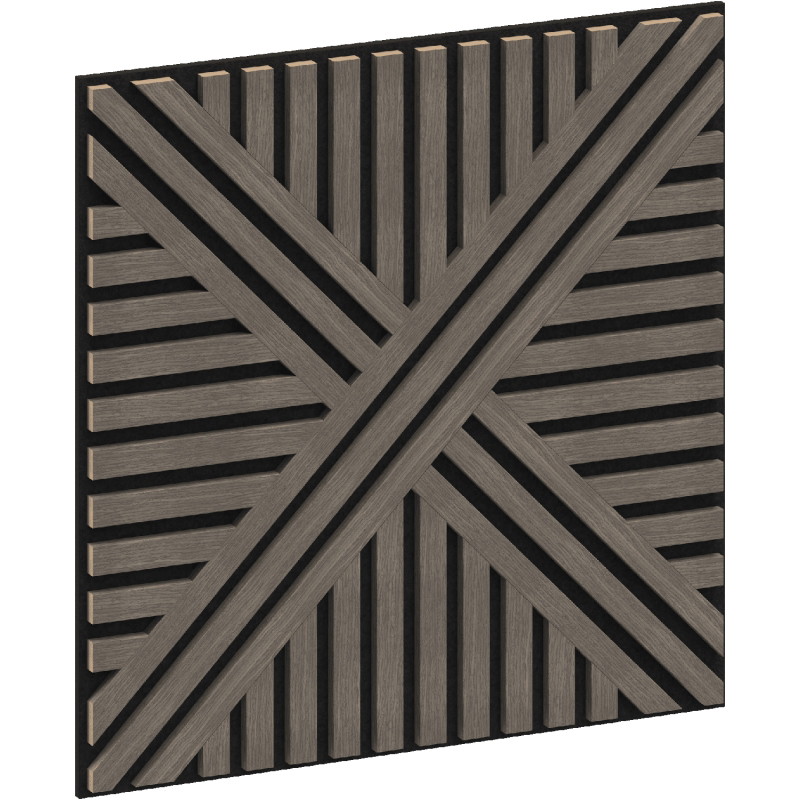 Mexen Linea 05 akustický nástenný panel 60 x 60 cm (4 kusy), plsť 9 mm, technická dyha, Sivý Dub - S110-60607-05-043