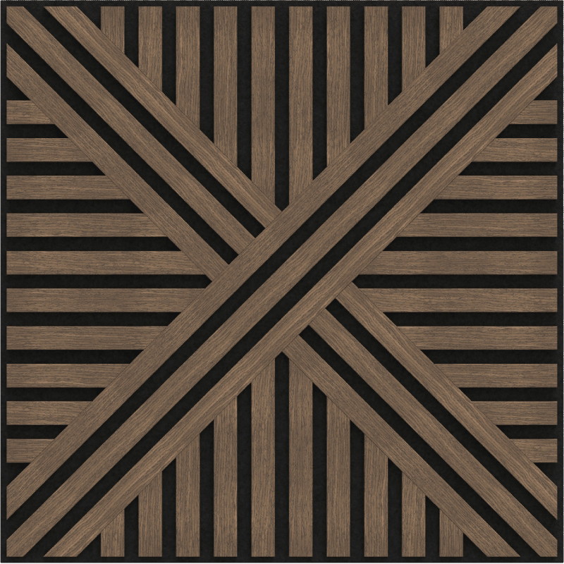 Mexen Linea 05 akustický stenový panel 60 x 60 cm (4 ks), plsť 9 mm, technická dýha, Tmavý Orech - S110-60607-05-044