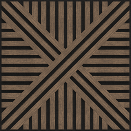 Mexen Linea 05 akustický stenový panel 60 x 60 cm (4 ks), plsť 9 mm, technická dýha, Tmavý Orech - S110-60607-05-044