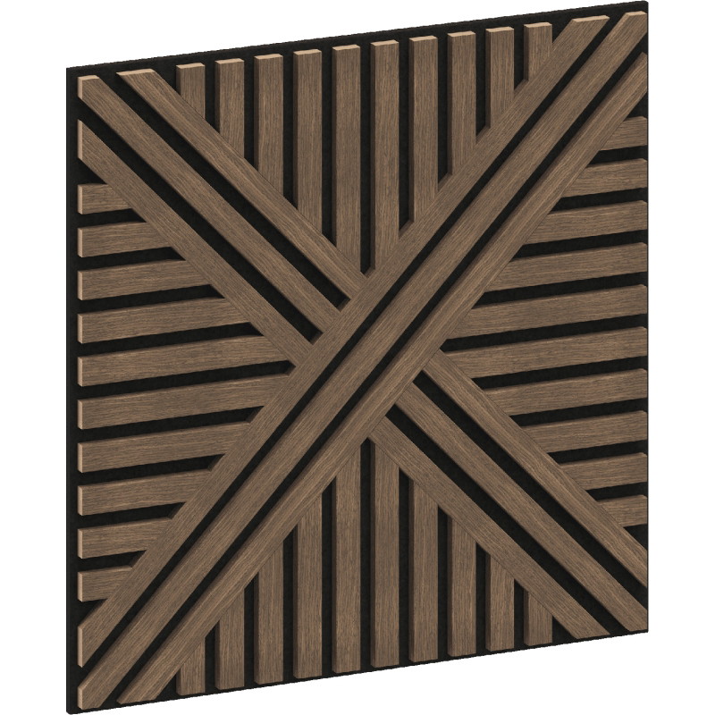 Mexen Linea 05 akustický stenový panel 60 x 60 cm (4 ks), plsť 9 mm, technická dýha, Tmavý Orech - S110-60607-05-044