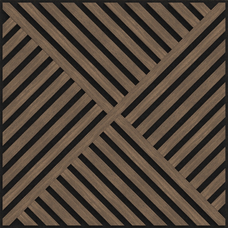 Mexen Linea 08 akustický nástenný panel 60 x 60 cm (4 ks), plsť 9 mm, technická dyha, Tmavý Orech - S110-60607-08-044