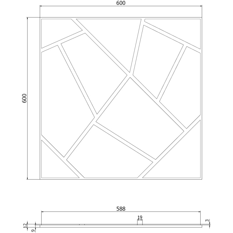 Mexen Form 04 akustický stenový panel 60 x 60 cm (4ks), plsť 9 mm, Zrkadlo - S111-60607-04-099
