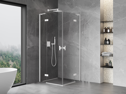 Mexen Mist-H L Duo sprchový kút s pántovými dverami 110 x 110 cm, priehľadný, biely - 8A5L-110L-110P-20-00