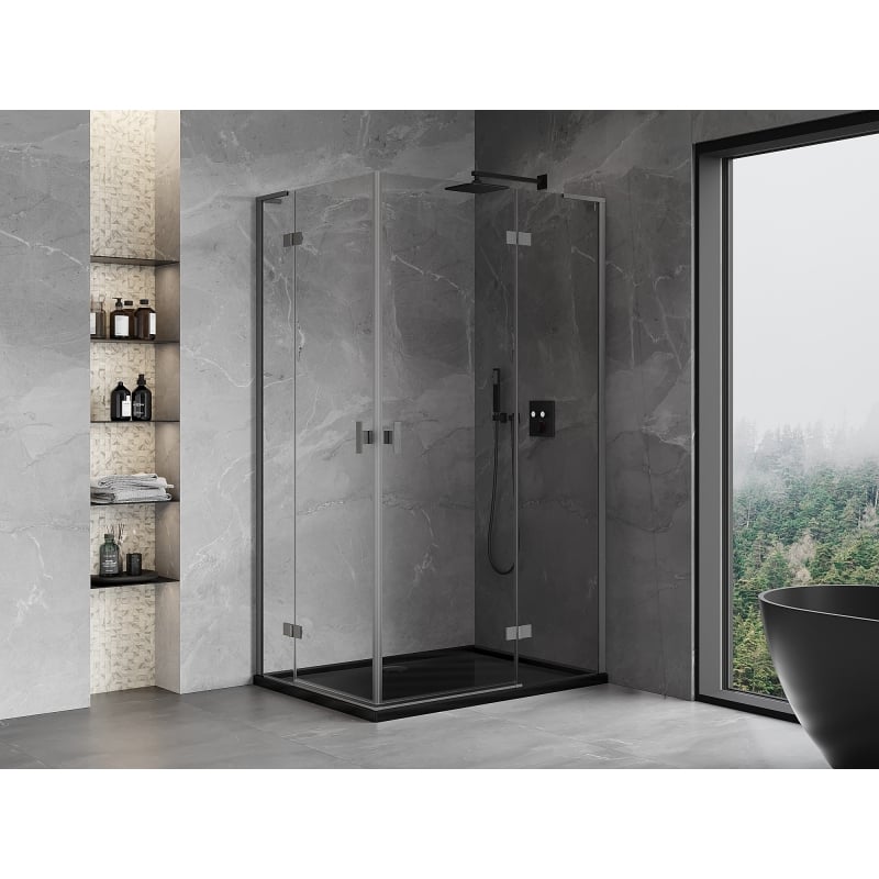 Mexen Mist-H L Duo sprchová kabína, pravá otváracia, 95 x 110 cm, transparentná, brúsená gun gray - 8A5L-095L-110P-66-00