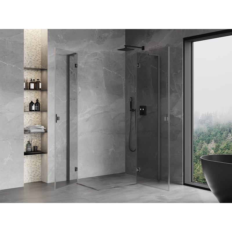 Mexen Mist-H L Duo sprchová kabína, pravá otváracia, 95 x 110 cm, transparentná, brúsená gun gray - 8A5L-095L-110P-66-00