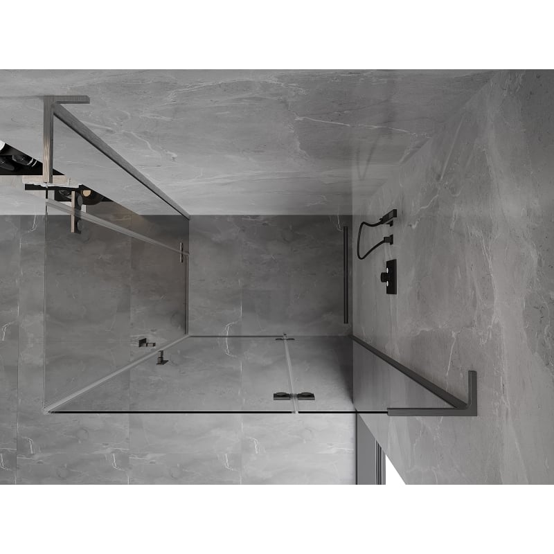 Mexen Mist-H L Duo sprchová kabína, pravá otváracia, 95 x 110 cm, transparentná, brúsená gun gray - 8A5L-095L-110P-66-00