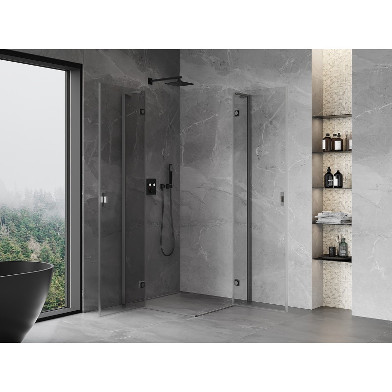 Mexen Mist-H L Duo sprchová kabína zasúvacia 80 x 80 cm, transparentná, gun metal - 8A5L-080L-080P-95-00