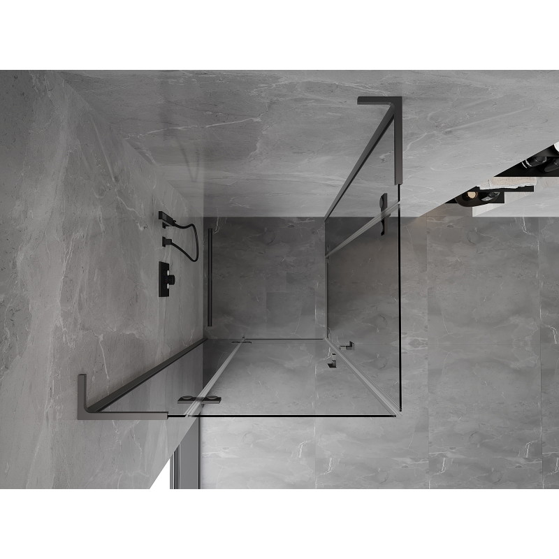 Mexen Mist-H L Duo sprchová kabína zasúvacia 80 x 80 cm, transparentná, gun metal - 8A5L-080L-080P-95-00