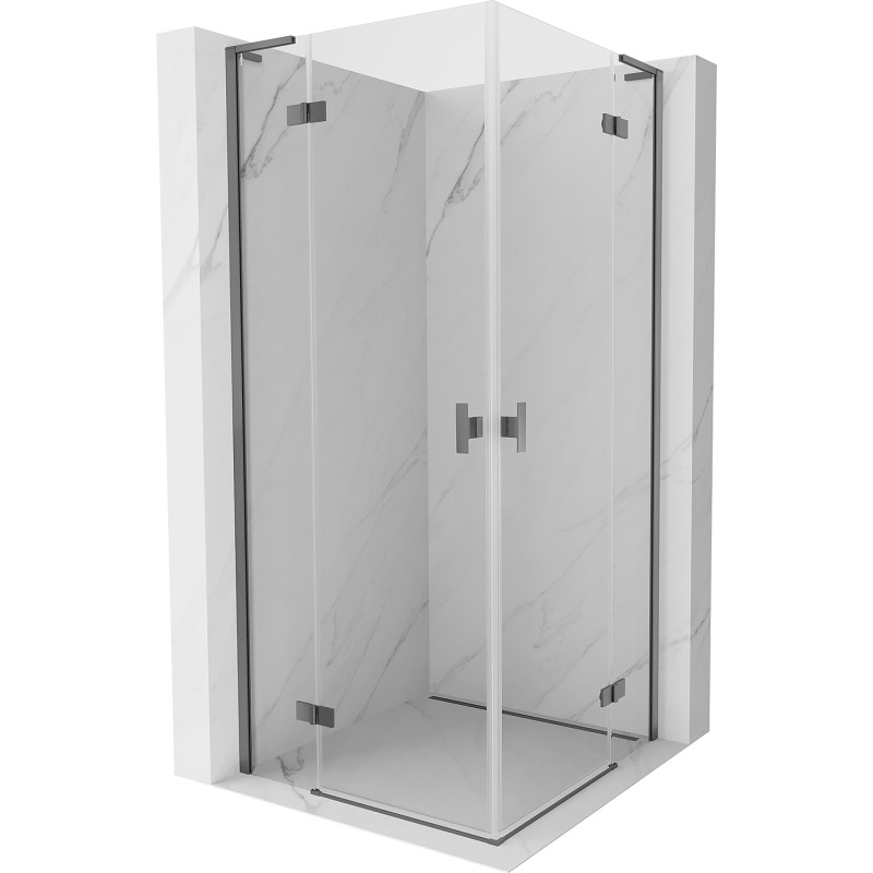 Mexen Mist-H L Duo sprchová kabína zasúvacia 80 x 80 cm, transparentná, gun metal - 8A5L-080L-080P-95-00